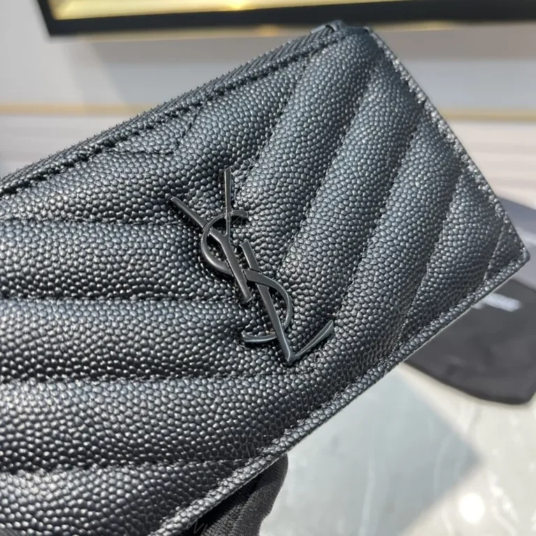 View 7 of Sleek Calfskin Quilted Card Holder â€“ YSL Monogram