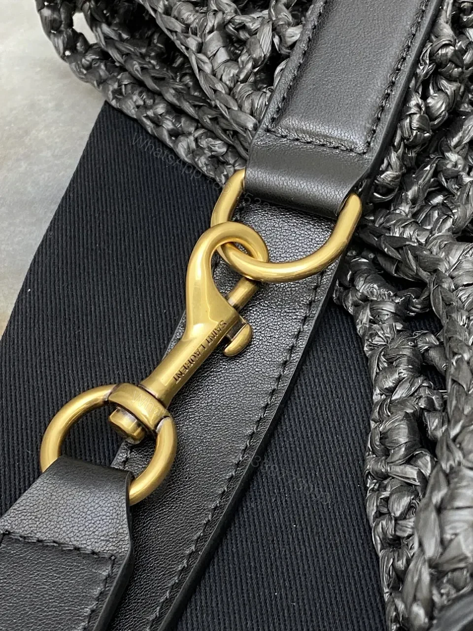 View 8 of Open-Weave Tote: Textured Luxury with Gold Charm, Tote Bag
