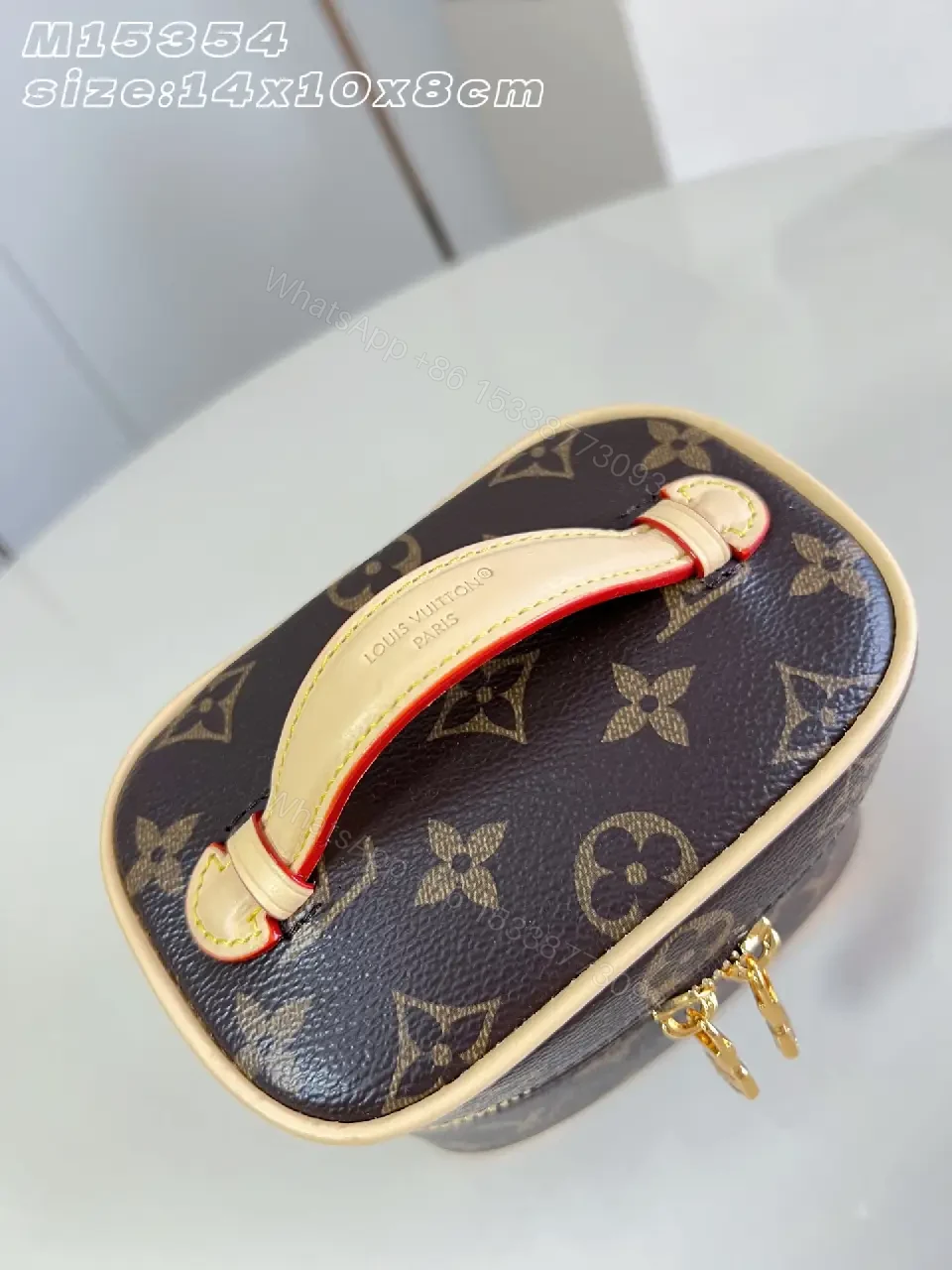 View 6 of Dark Brown LV Monogram Vanity Bag with Gold Zippers
