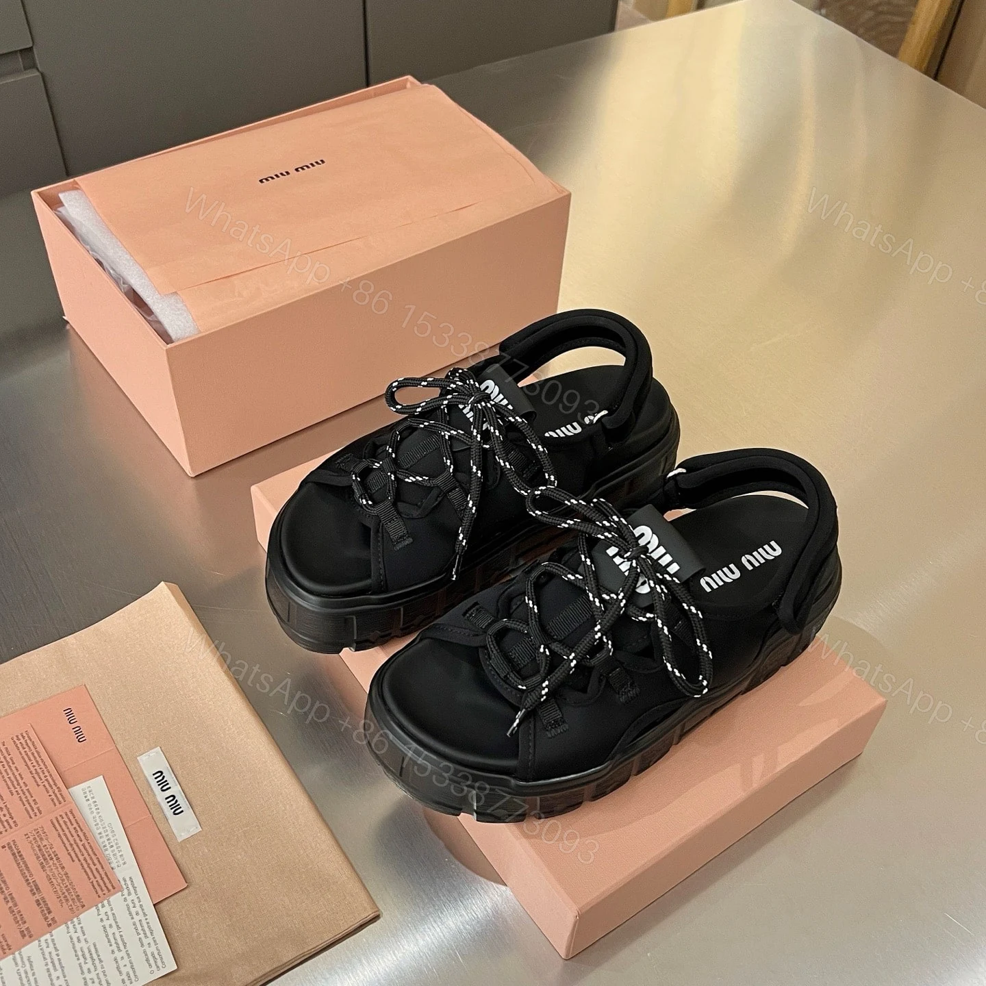 View 3 of MIUMIU CHUNKY NEOPRENE SANDALS BLACK 5X418E 30K F0002 F 050