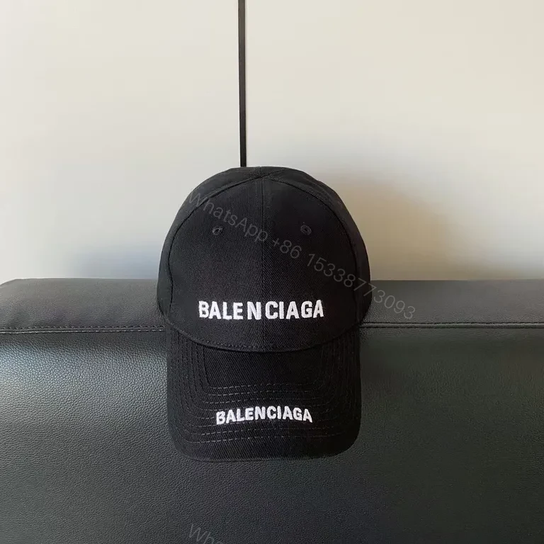 View 7 of Bold Black Balenciaga Cap â€” Luxury Cotton, Curved Bill, Adjustable Fit