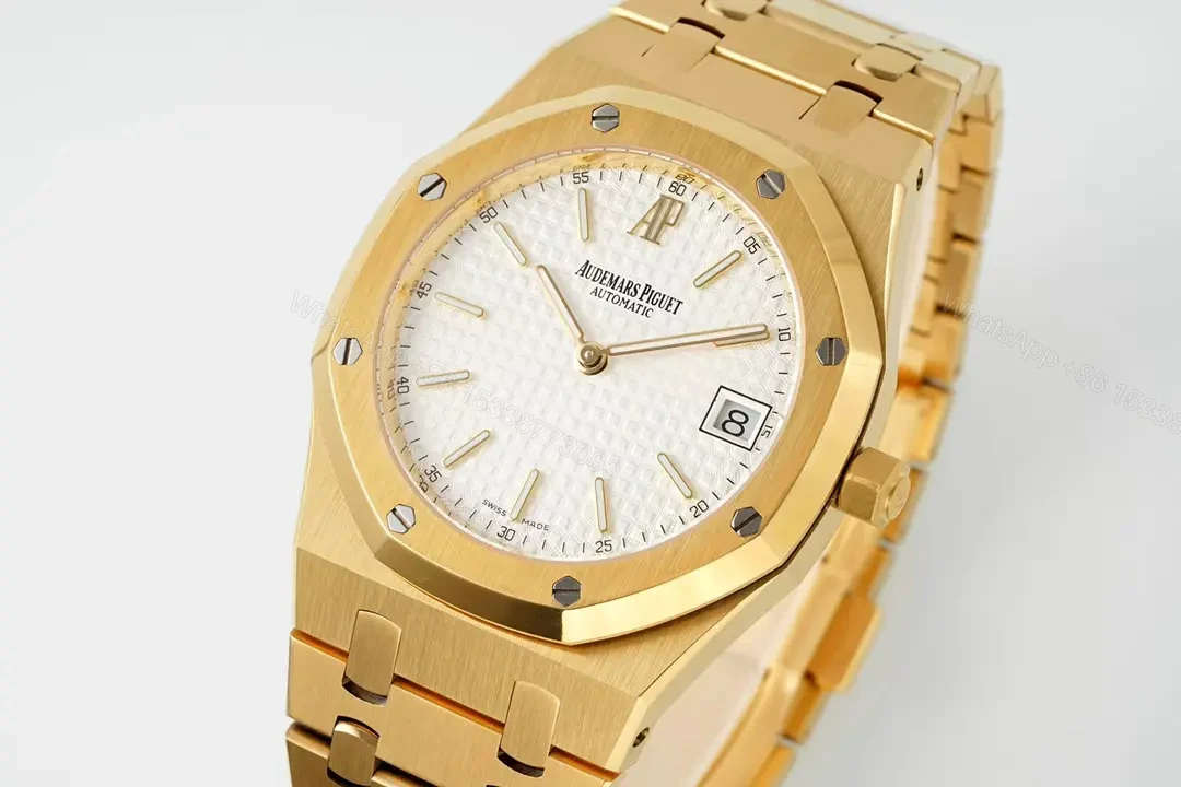 View 3 of Audemars Piguet Royal Oak 15202 Gold Watch with Petite Tapisserie Dial