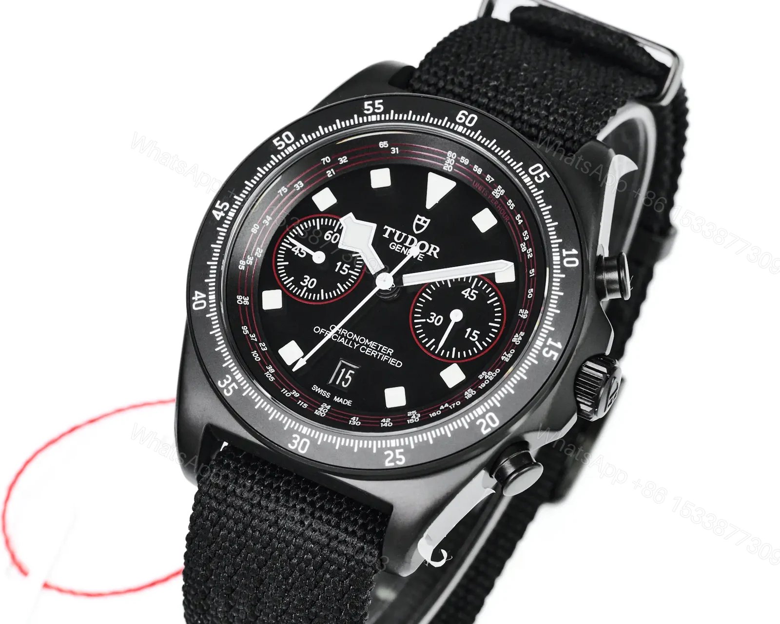 View 3 of Tudor FXD Chronograph Super Clone Black Dial Black Strap Premium 43MM TUD-FXD-CHRONO-BLK-BLK-FAB-43
