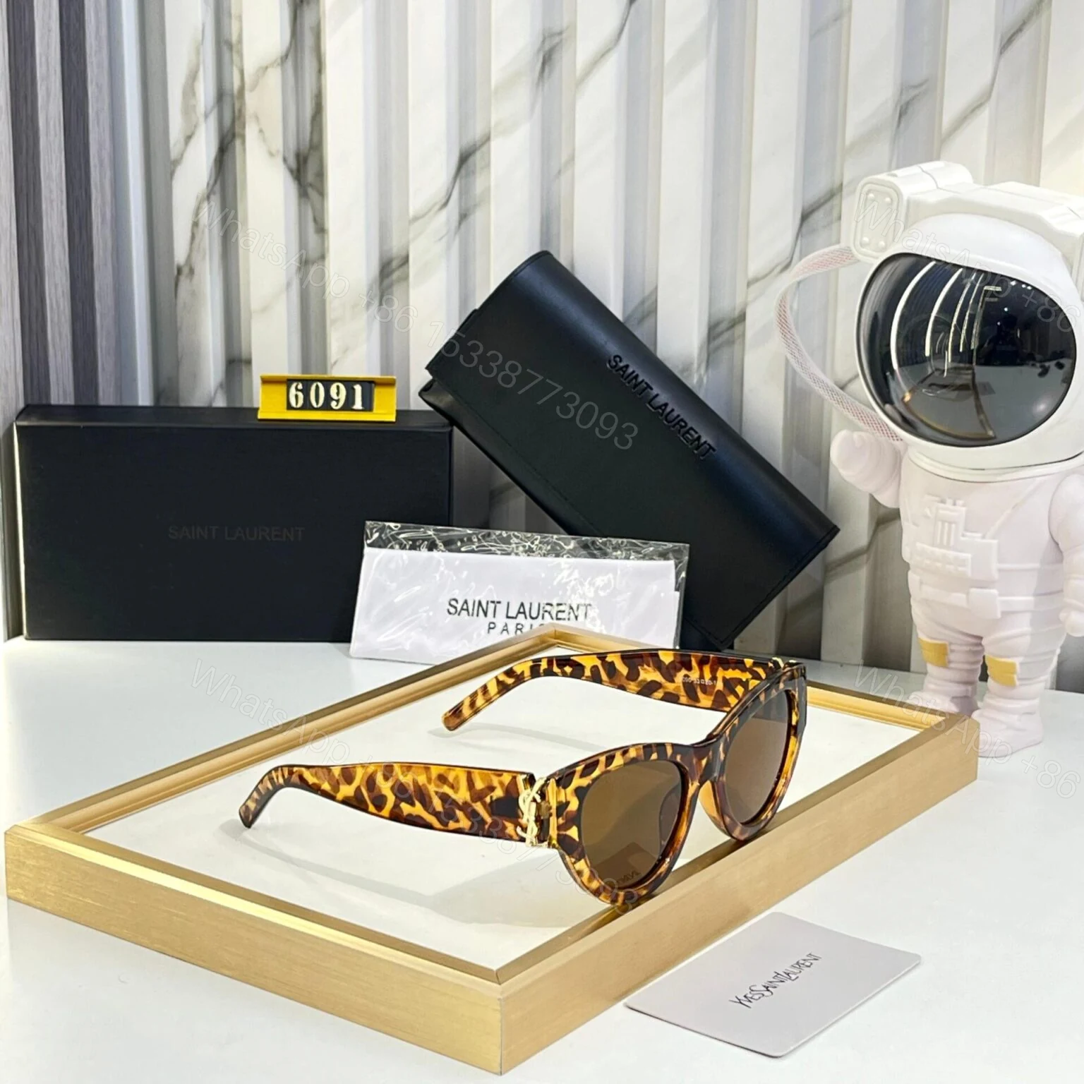 View 3 of Ysl C09B60-2 Sunglasses Black UV Protection