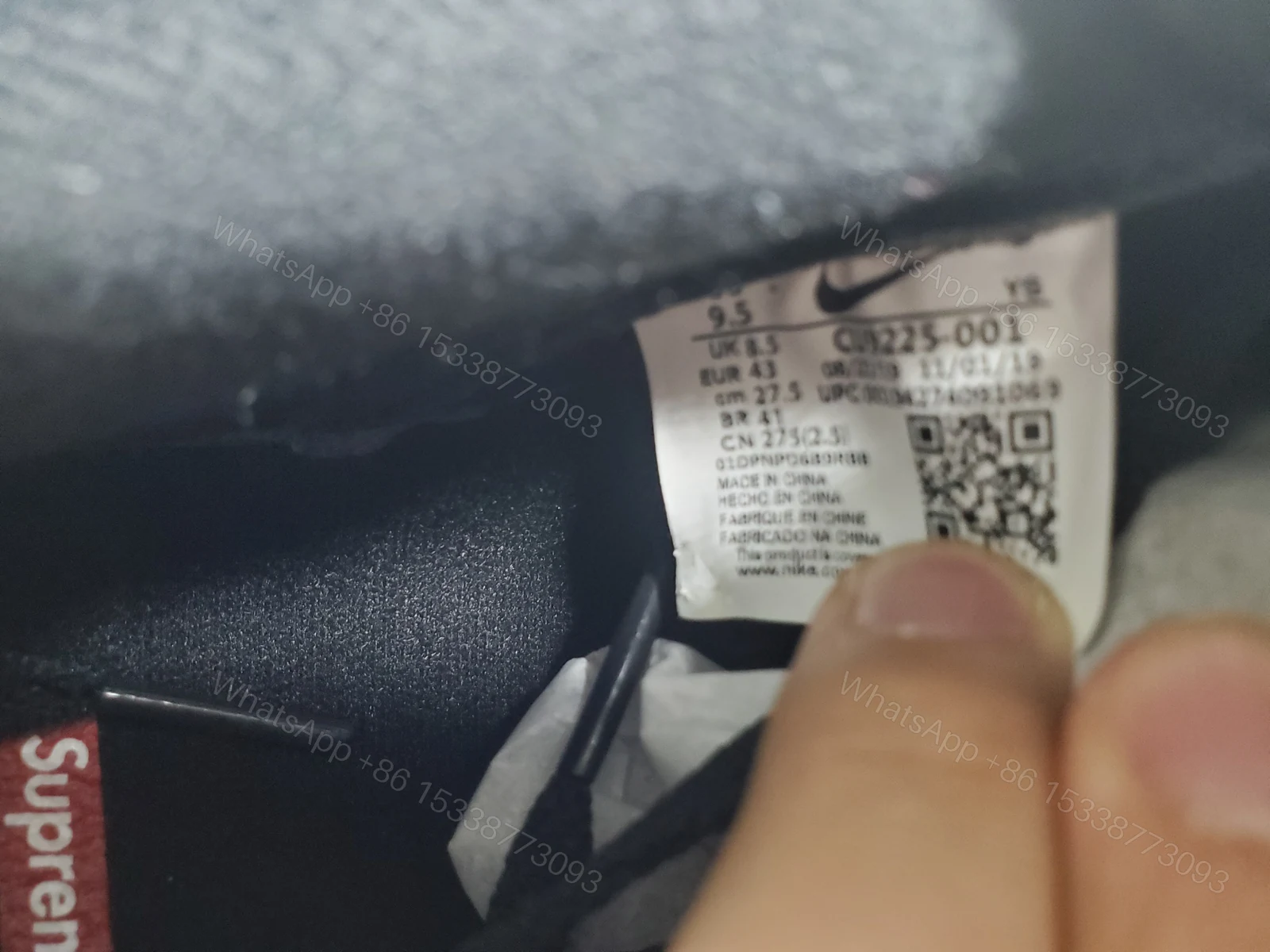 View 4 of Supreme x Air Force 1 Low Black CU9225-001