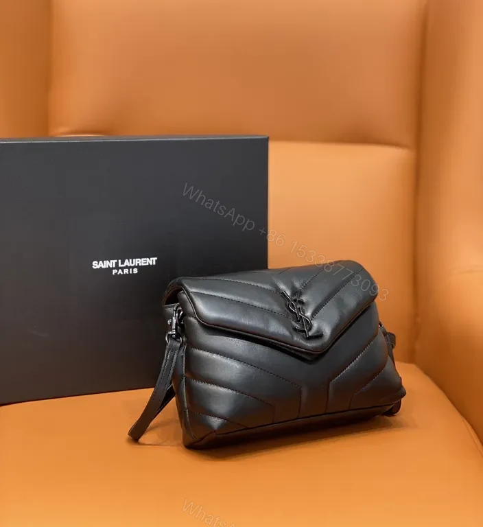 View 4 of Sleek Quilted Crossbody Leather Bag â€” YSL Noir Iconic Luxury