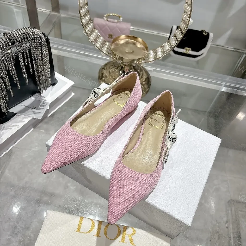 View 7 of Soft Pink Textured Slingback Heels with Logo Strap – Modern Luxe Pumps