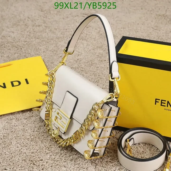 View 8 of Fendi Baguette Brooch White Leather Bag YB5925