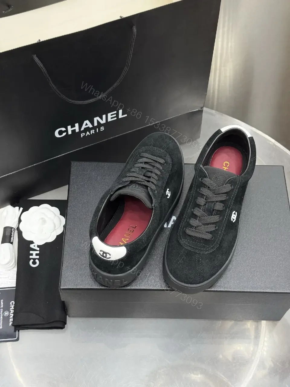 View 6 of Black Suede casual sneakers with Chanel logo (CH) product type: Shoes