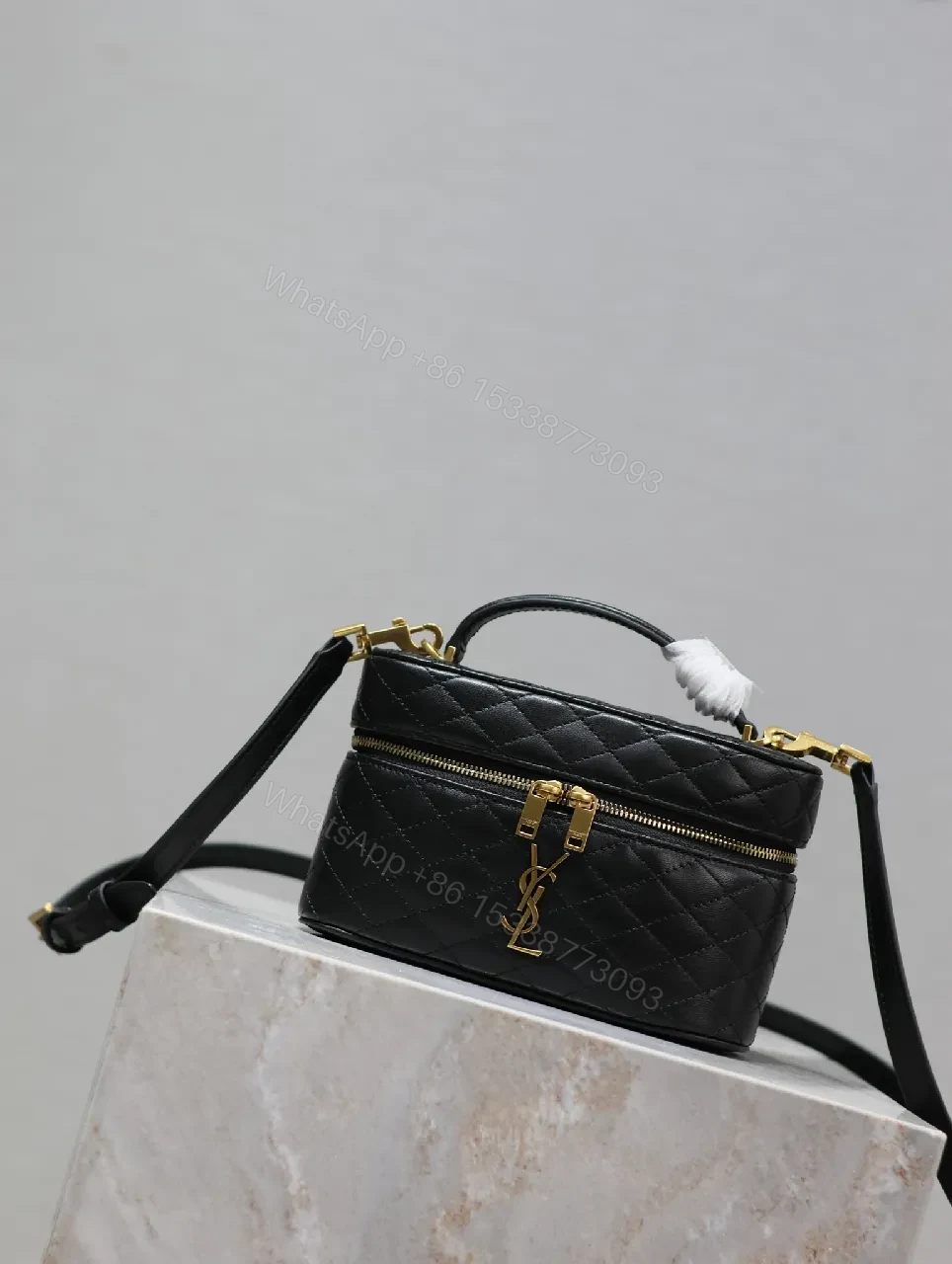 View 5 of Quilted Calfskin Mini Crossbody with Gold Hardware Luxury