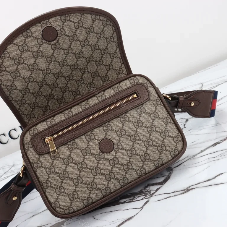 View 3 of G GG Supreme Crossbody: Monogram Web Stripe Luxury Bag