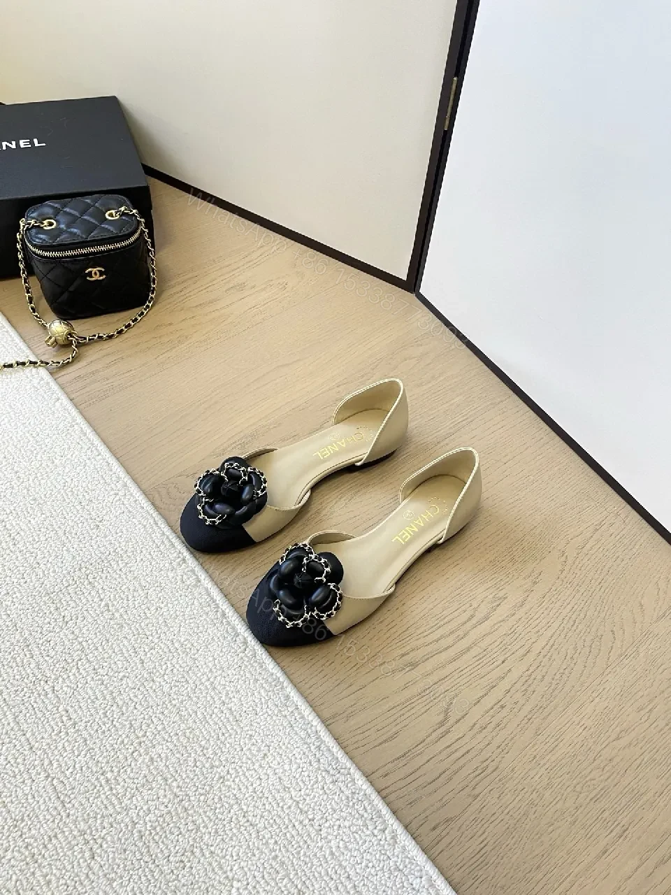 View 9 of Two-Tone D’Orsay Pumps with Bloom Embellishment - Elevated Minimalism