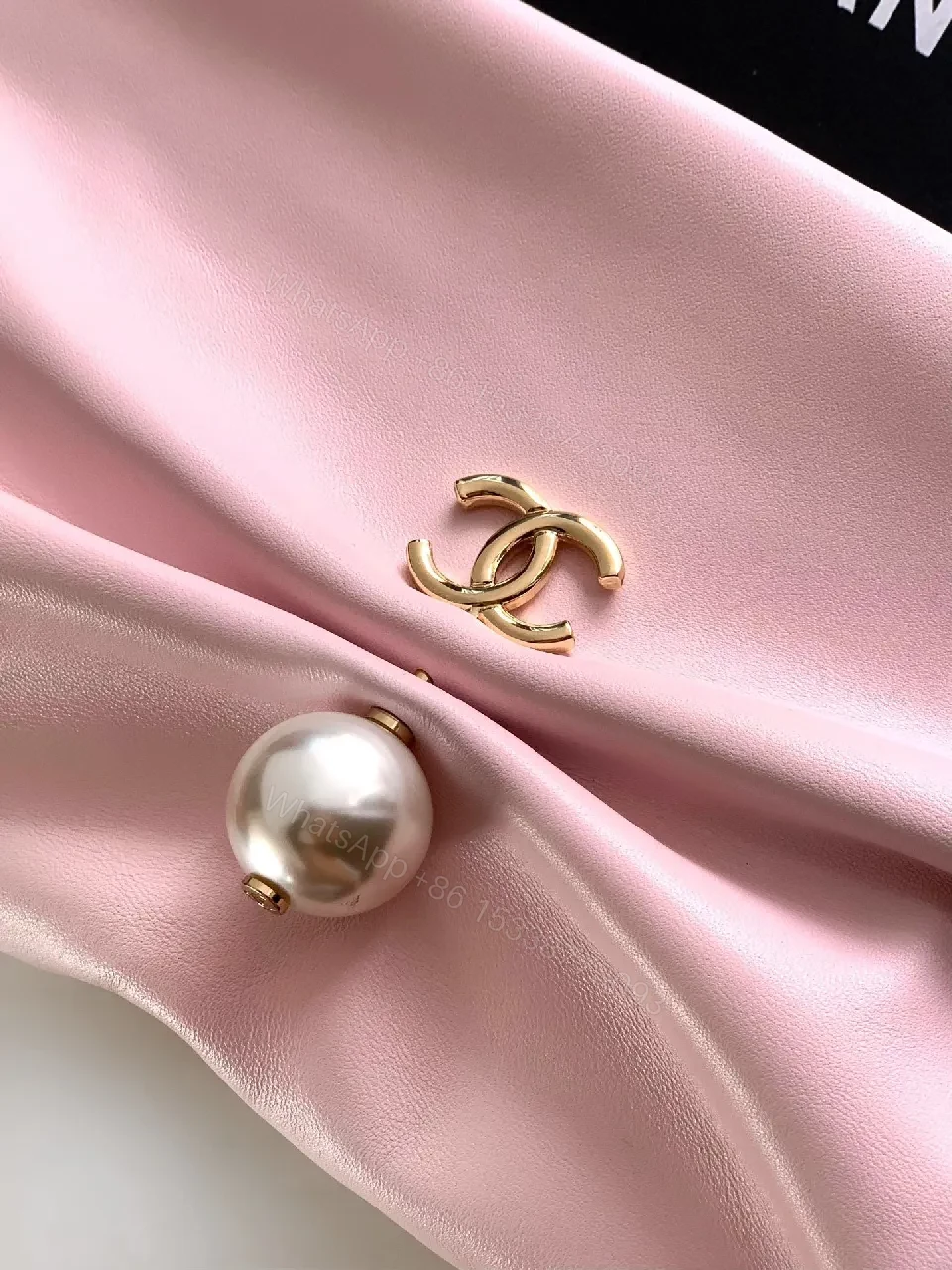 View 7 of Soft Pink Satin Tote – Gold Hardware, Chain Strap, Night-Day Glam