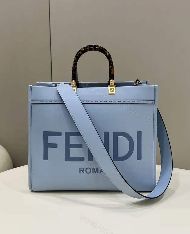 Blue Structured Tote – Faux-Fendi Inspired, Gold Hardware, Daily Luxury — view 1