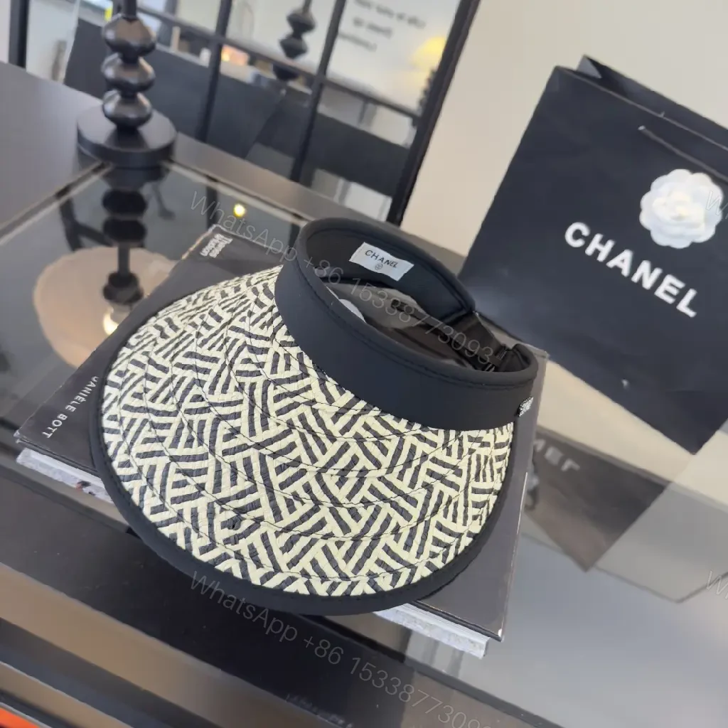 View 7 of Black Leather-like Open-back Sport Visor Chanel Logo Embellished Visor