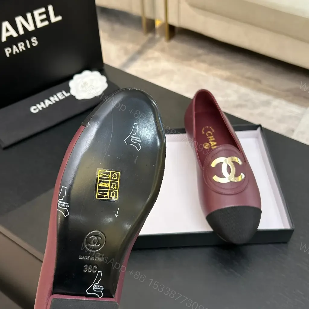 View 2 of Burgundy Leather Flat + Cap Toe + Luxury Comfort Flats