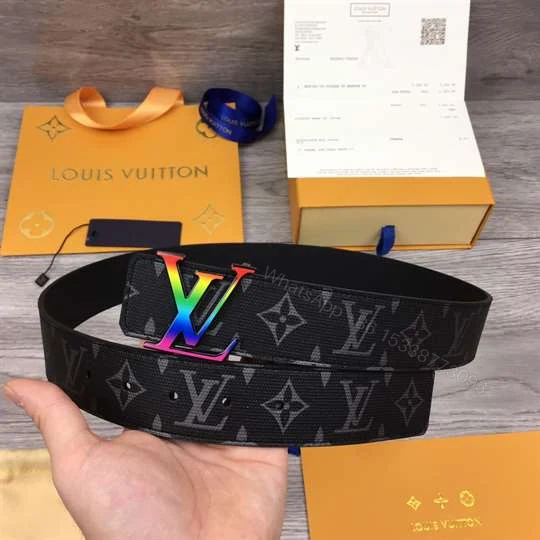 View 6 of LOUIS VUITTON LV INITIALES REVERSIBLE BELT MONOGRAM ECLIPSE TAIGA 40MM RAINBOW – B149