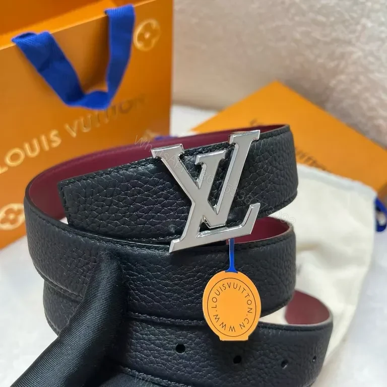 View 4 of Lux LV Leather Belt â€“ Pebbled Black, Gold Buckle, All-Day Comfort