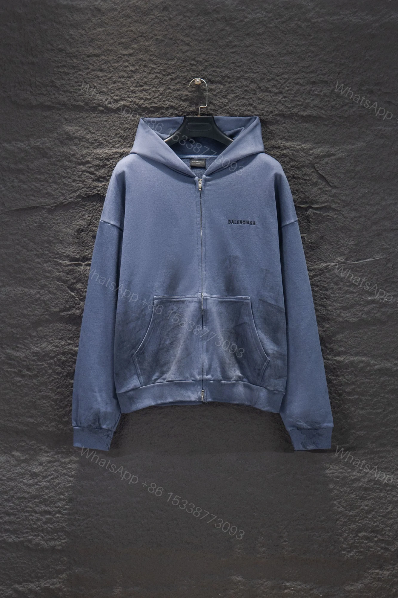 Balenciaga 高仿男士霧藍連帽外套 低飽和設計感街頭單品 — view 1