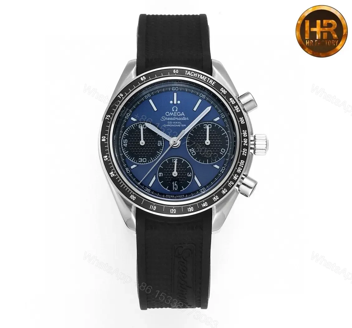 View 2 of Omega Speedmaster Professional 326.32.40.50.06.001 Multifunction Chronograph Watch Blue Dial Black Rubber Strap 40mm Stainless Steel Case