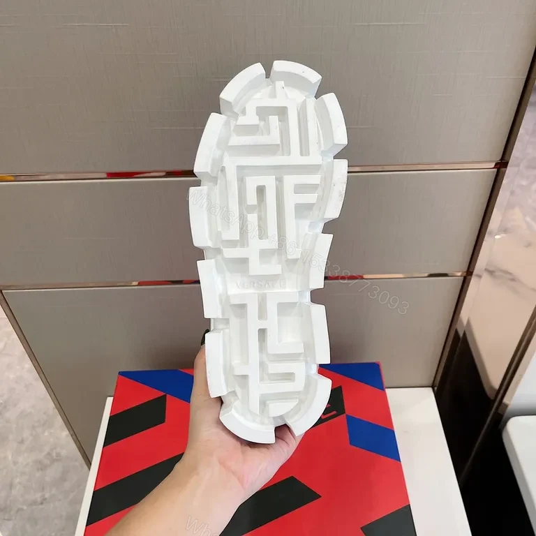 View 8 of White Platform Sneakers: Versace Geometry, Luxury Comfort