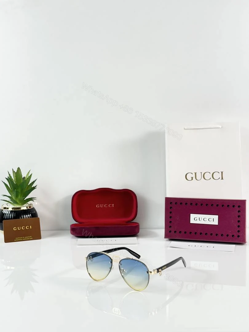 First Copy Gucci 5118 Gold Green DC Sunglasses — view 1