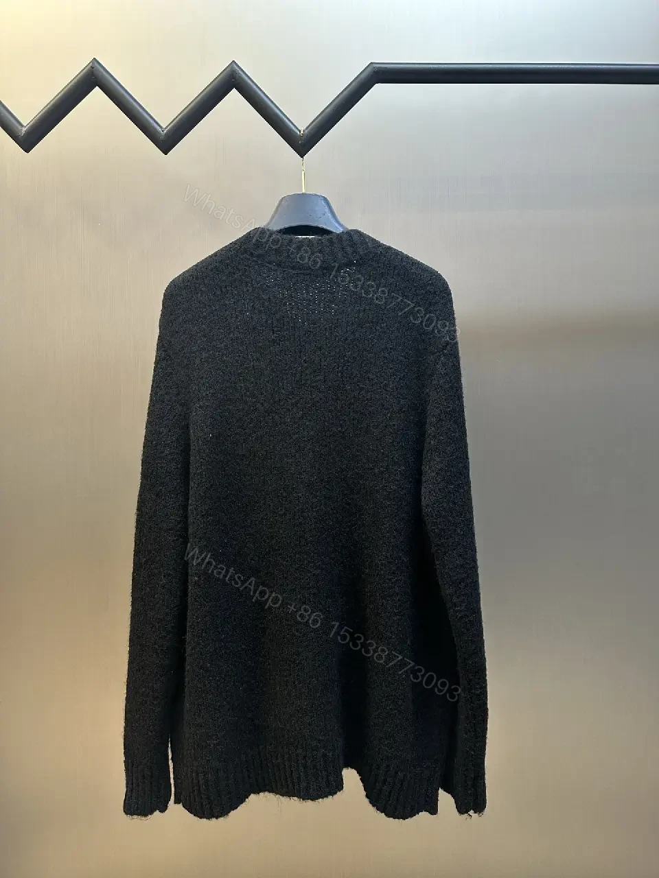 View 5 of Cozy Luxe Knit Cardigan with Bold Emblem, Mid-Weight Style
