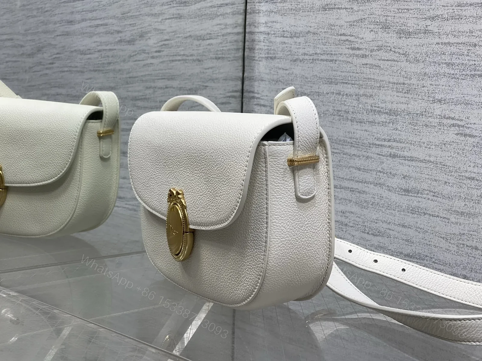 View 5 of Dior Small Dior Médaillon Flap Bag in White