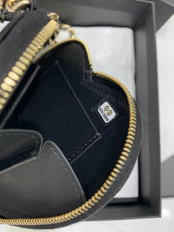 View 5 of Chanel White-Black Heart-Locket Mini Bag: Luxe Quilted Charm