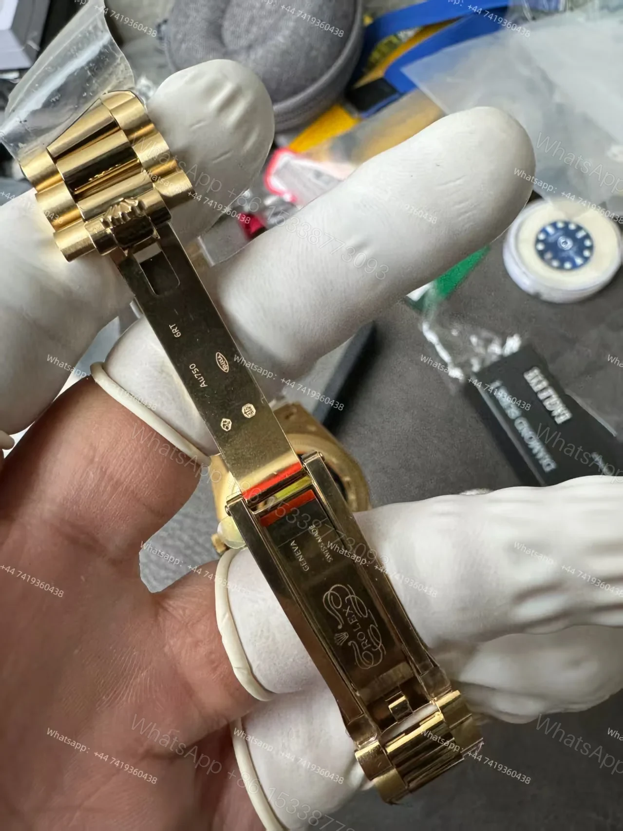 View 13 of Rolex Day-Date M228348RBR-0002 1:1 Replica Moissanite Bezel Gold Dial 40MM 3255 Movement Super Clone Watch