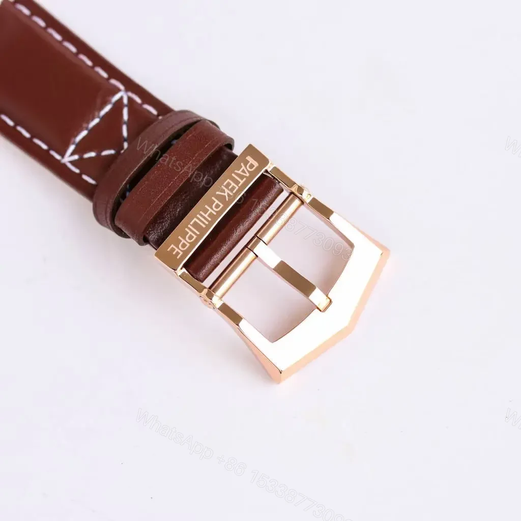 View 9 of Patek Philippe Calatrava Pilot Travel Time Watch Rose Gold with Brown Leather Strap Dual Time Zone Function Ref. 5524