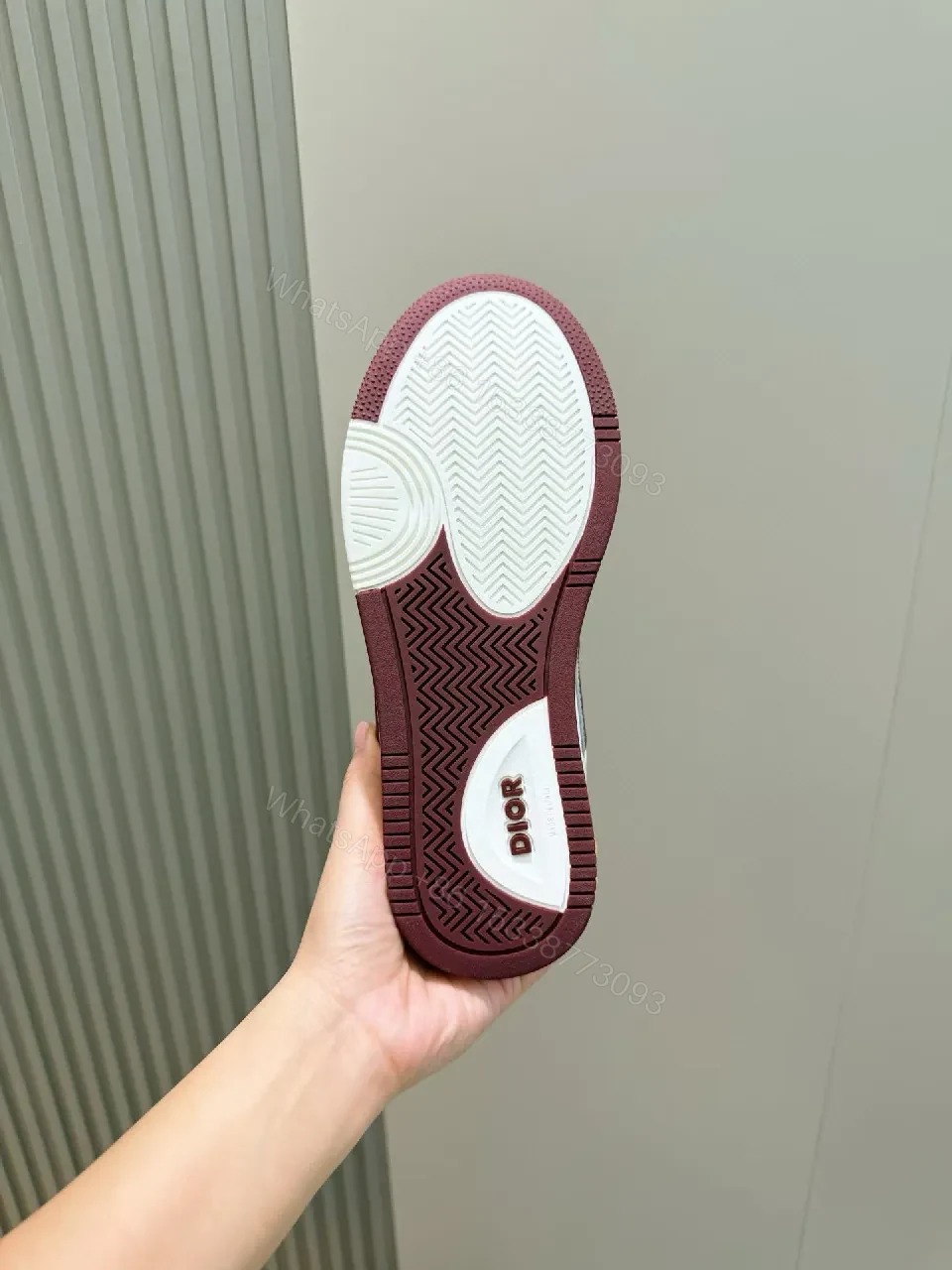 View 4 of White Leather Burgundy Accented Low-Top Sneakers: Modern Luxury Style