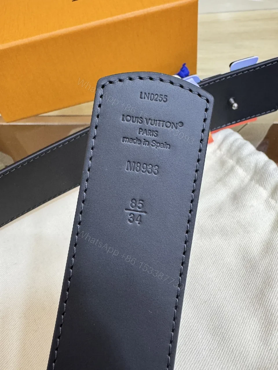 View 2 of Bold Leather Belt: Monogram Color-Block Buckle