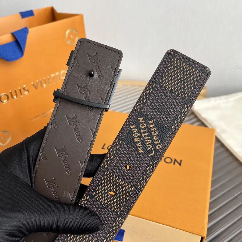View 8 of Dark Brown Belt Monogram Pattern Slider Belt with LV Buckle