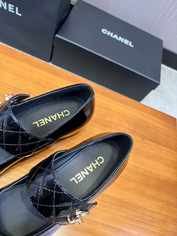 View 3 of Chanel-Inspired Patent Mary Jane Heels - Quilted Strap, Black