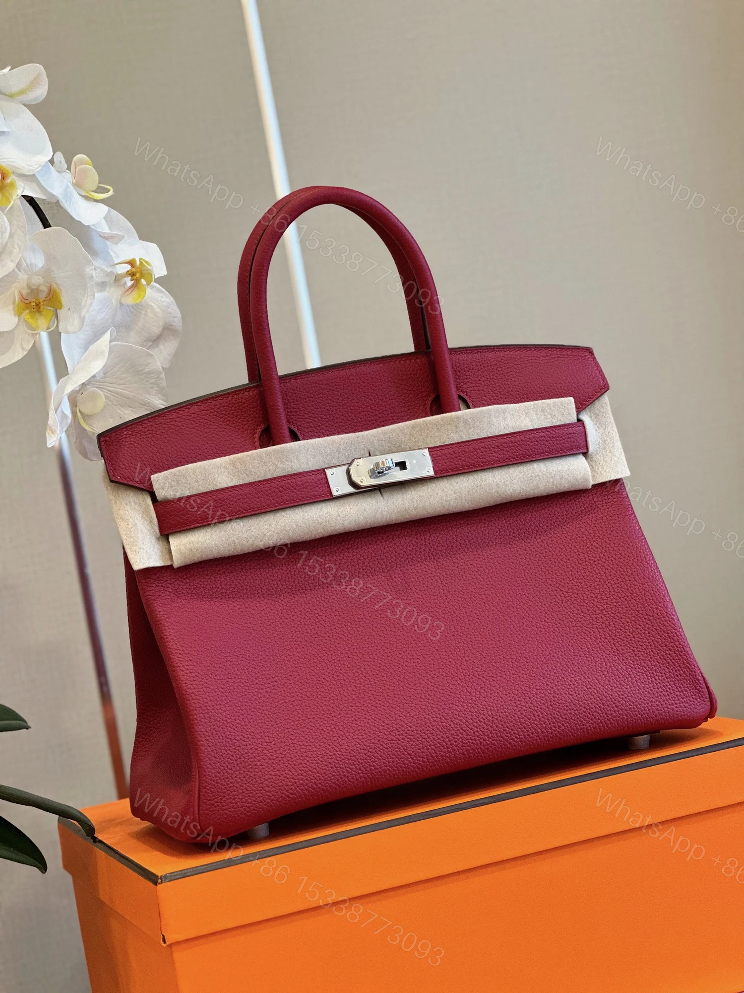 View 3 of Hermes Birkin 30 Burgundy Palladium Hardware