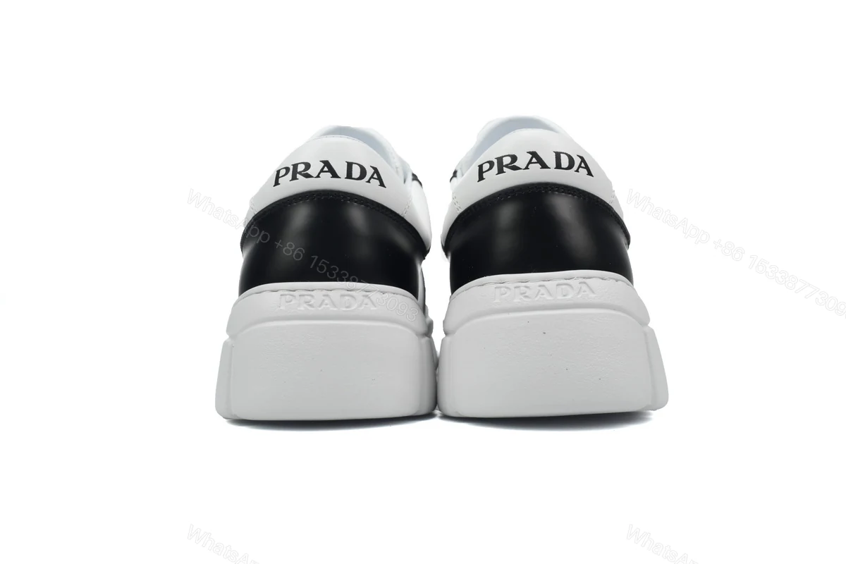 View 3 of Prada Low-Top Sneakers Serrated Black And White