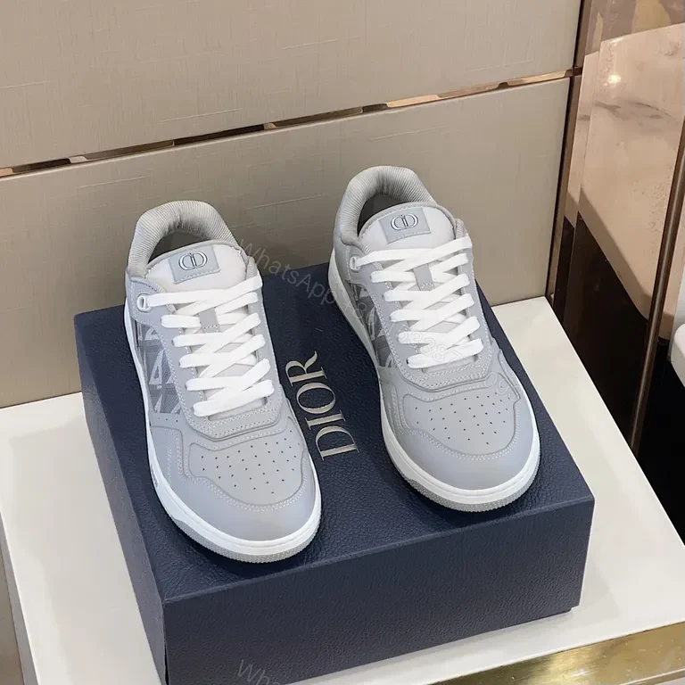 View 3 of Grey Minimalist Dior Trainer | Geometric Panel | Everyday Luxury Sneaker