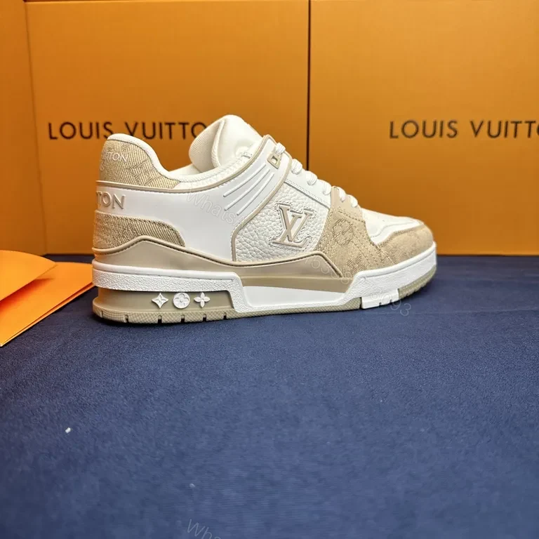 View 7 of White & Beige LV-Inspired Luxury High-Tops: Refined Everyday Sneaker
