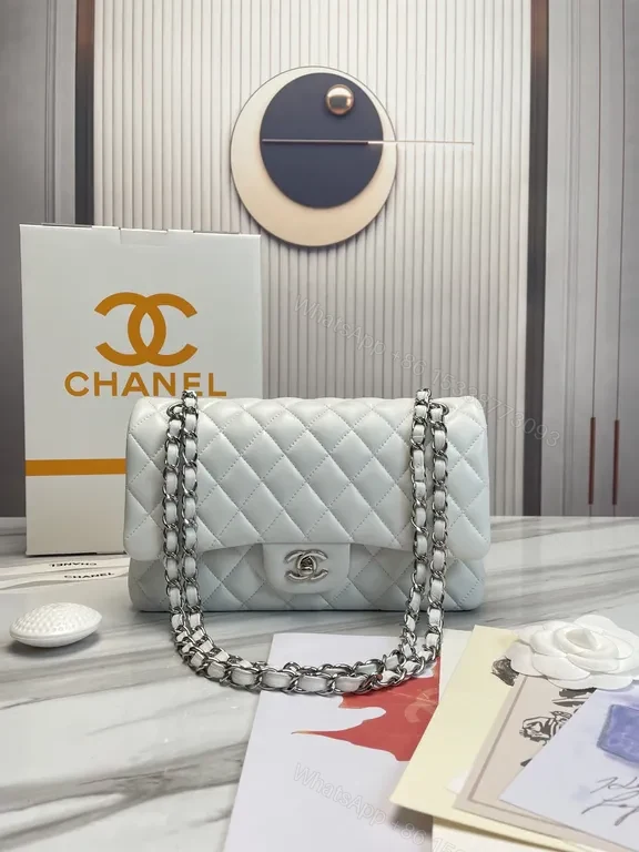 View 4 of Red Quilted Chanel-Inspired Flap Bag with Silver Chain Bag