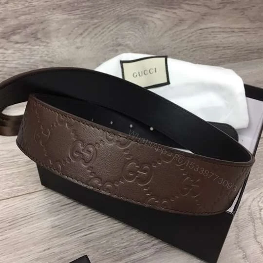 View 7 of GUCCI BROWN GUCCISSIMA LEATHER INTERLOCKING GG BUCKLE BELT – B38
