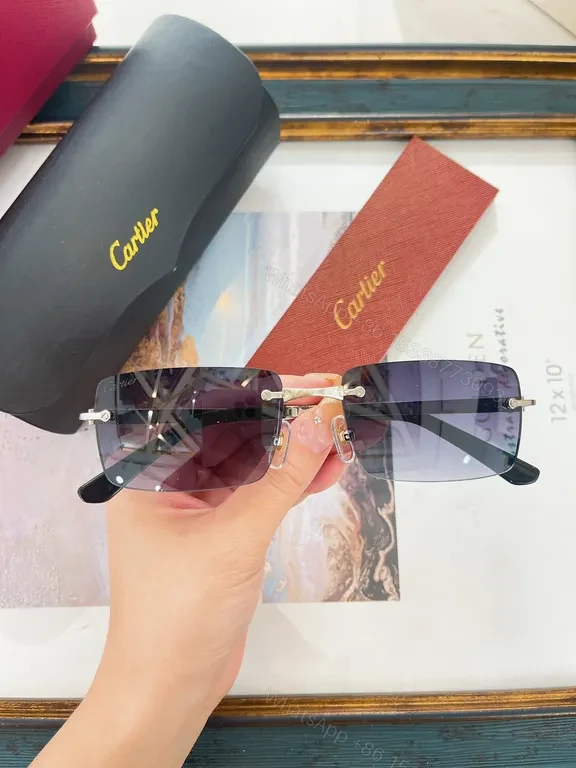 View 2 of Polarized Rimless Sunglasses â€” Luxury Cartier-Inspired, Adjustable Fit
