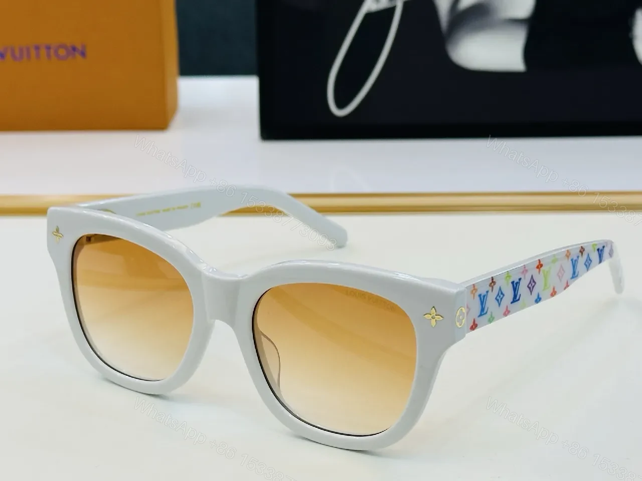 View 9 of Bold Black Frame Sunglasses with Luxe Monogram Detailing