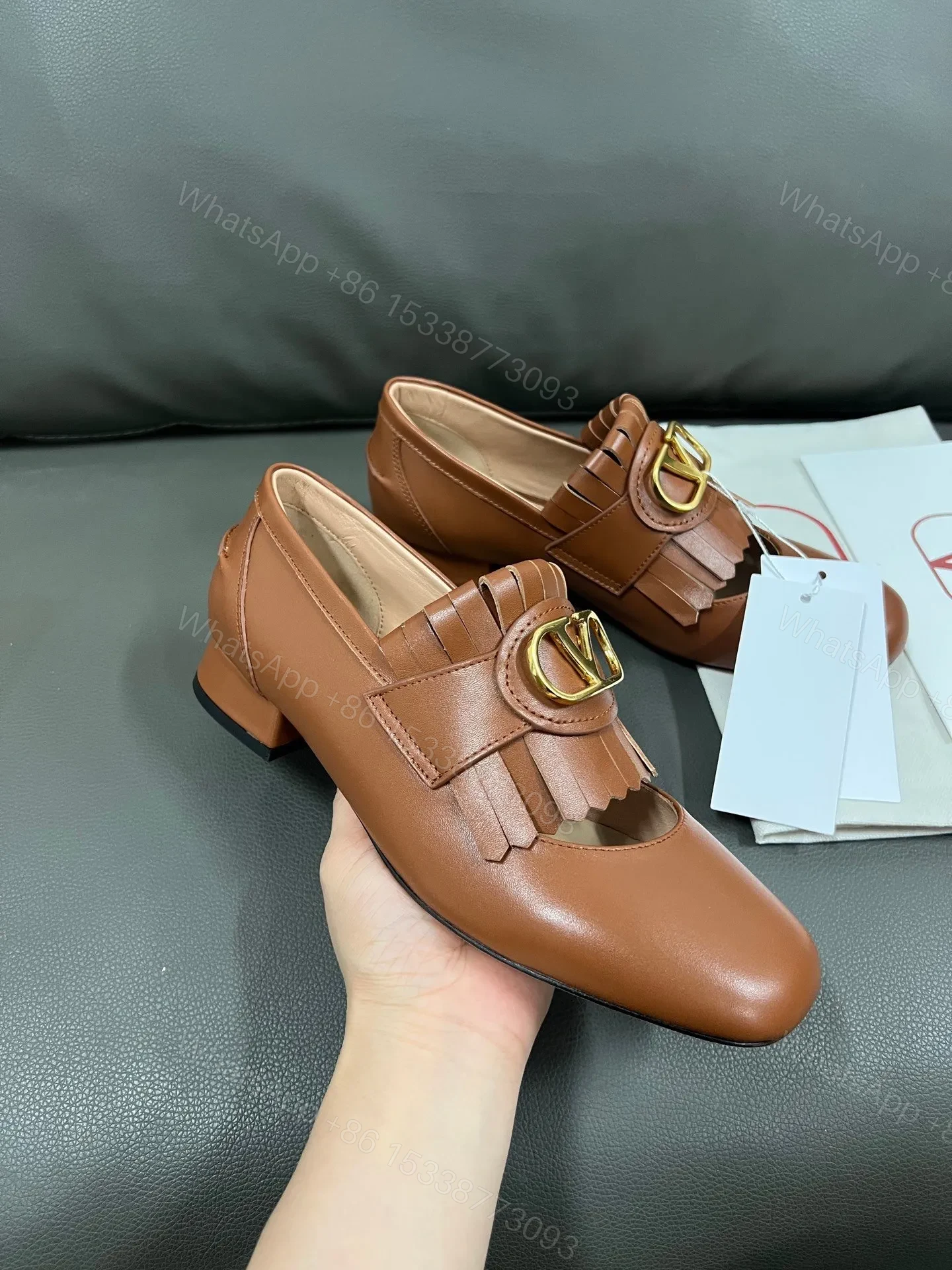 View 5 of Valentino Women Brown Leather Loafers