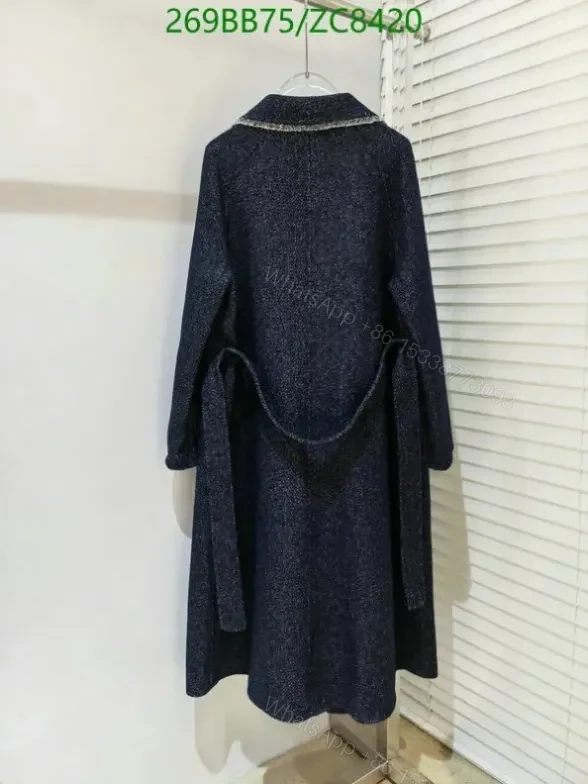 View 5 of Chanel Women’s Long Wool Coat ZC8420 in Night Blue