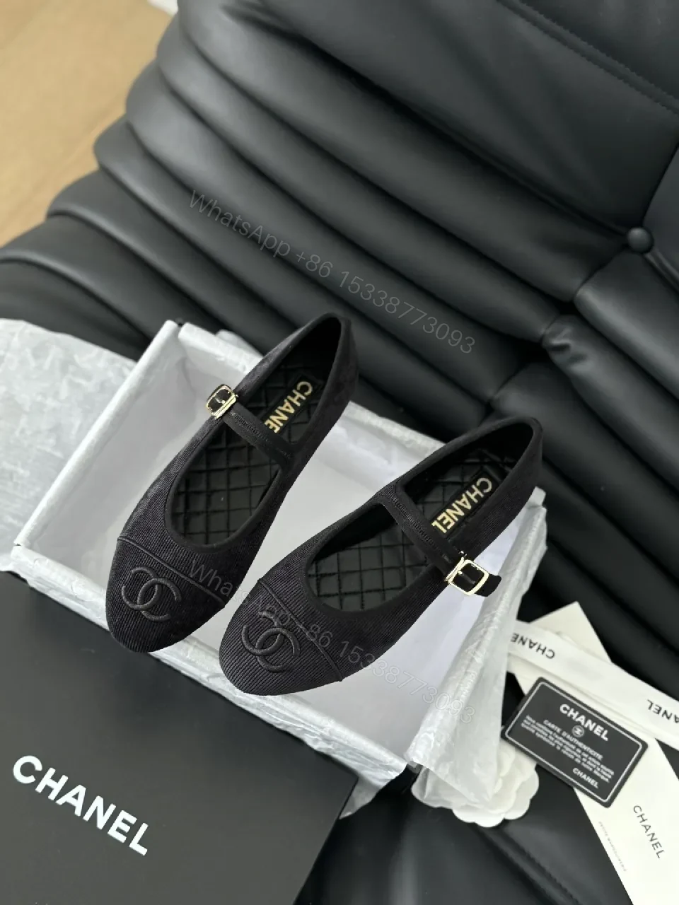 View 3 of Knit Mary Jane Flats - Luxe Black, Subtle Logo, Comfort