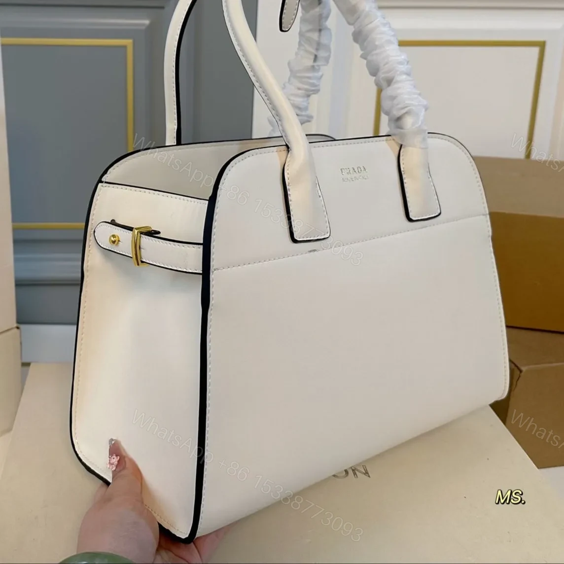 View 3 of MEDIUM GALLERIA BAG 28 IN CIDER BROWN SMOOTH CALFSKIN GOLD HARDWARE