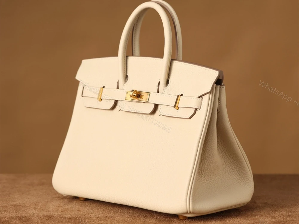 View 5 of 高仿真皮HermesBirkin25柏金包正品級別奶昔金扣