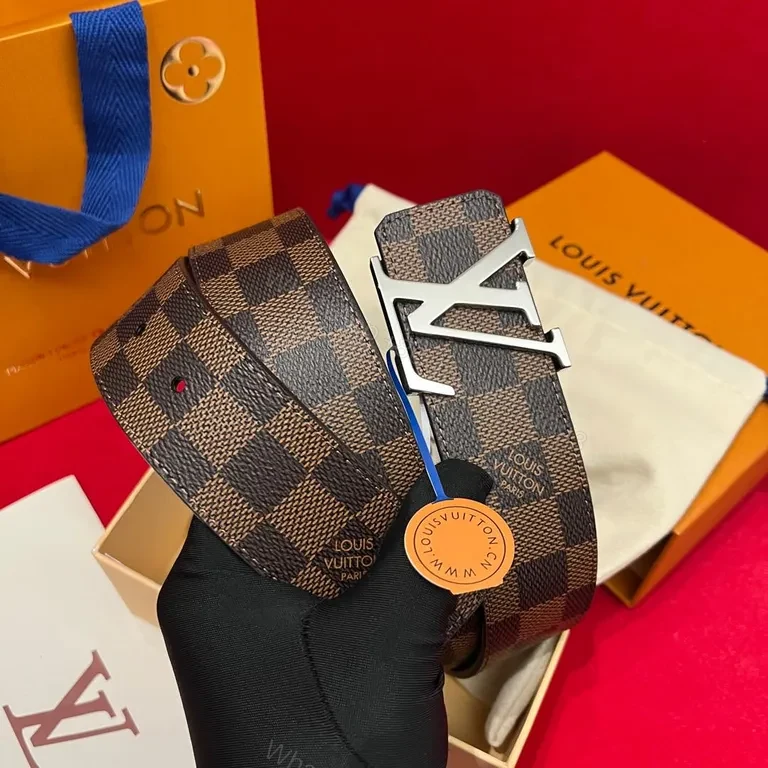 View 6 of Checkerboard LV Buckle Belt â€” Modern, All-Day Confidence