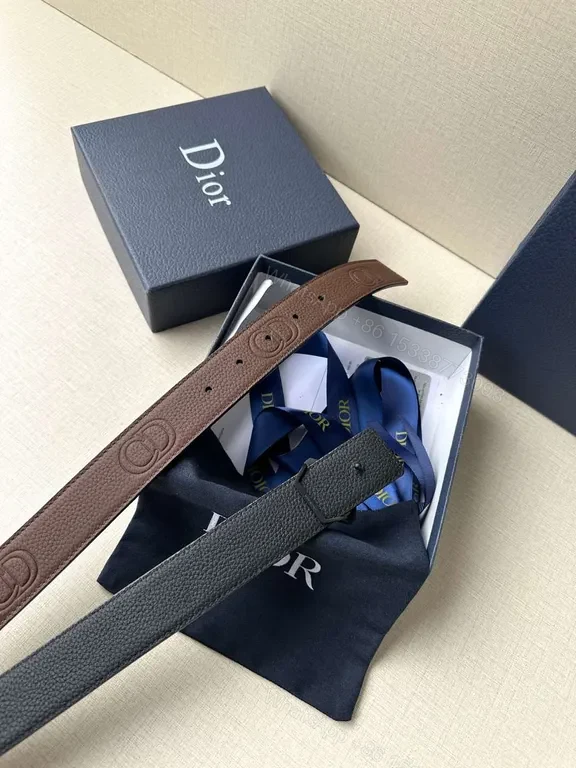 View 2 of Textured Leather Belt with Designer Buckle â€“ Classic Brown Belt